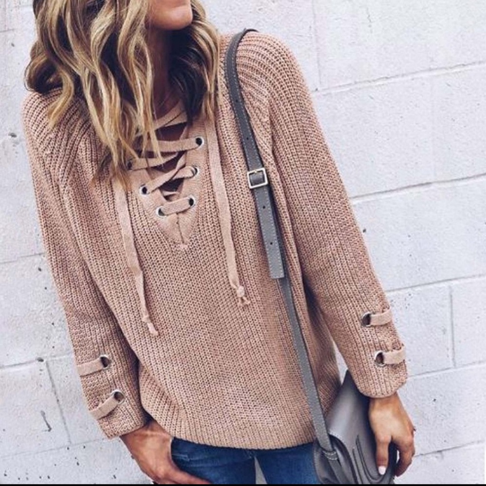 Cozy lace up sweater